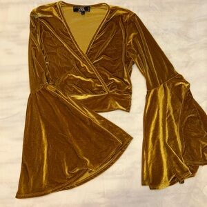 L&B Gold Velvet Bell Sleeve Blouse